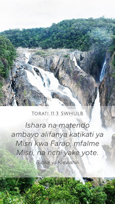 Torati 11:3 SWHULB Mobile Phone Wallpaper - Ishara na matendo ambayo alifanya katikati ya - Mobile Bible Verse Wallpaper
