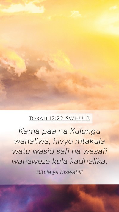 Torati 12:22 SWHULB Mobile Phone Wallpaper - Kama paa na Kulungu wanaliwa, hivyo mtakula watu - Mobile Bible Verse Wallpaper