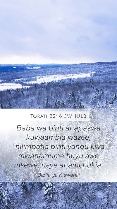 Torati 22:16 SWHULB Mobile Phone Wallpaper - Baba wa binti anapaswa kuwaambia wazee, - Mobile Bible Verse Wallpaper