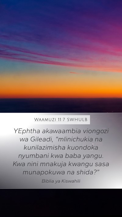 Waamuzi 11:7 SWHULB Bible Verse Image