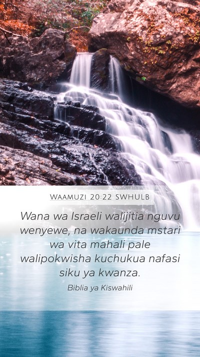 Waamuzi 20:22 SWHULB Mobile Phone Wallpaper - Wana wa Israeli walijitia nguvu wenyewe, na - Mobile Bible Verse Wallpaper