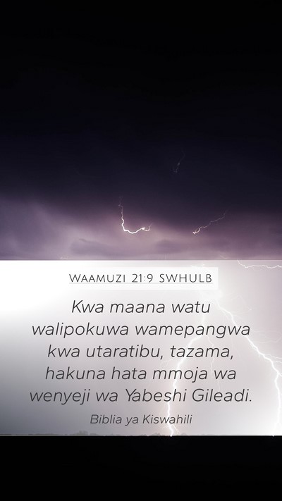 Waamuzi 21:9 SWHULB Mobile Phone Wallpaper - Kwa maana watu walipokuwa wamepangwa kwa - Mobile Bible Verse Wallpaper