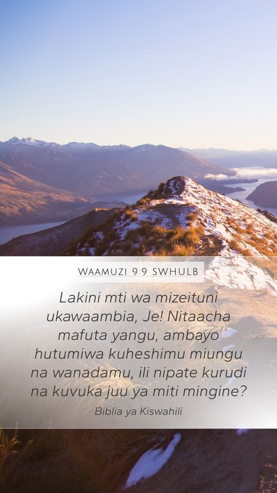 Waamuzi 9:9 SWHULB Bible Verse Image