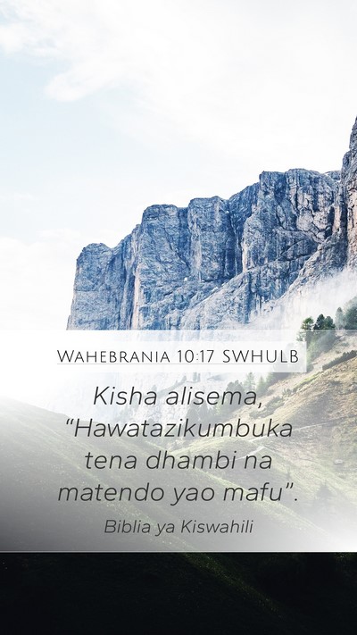 Wahebrania 10:17 SWHULB Bible Verse Image