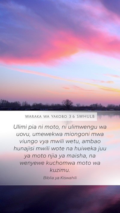 Waraka wa Yakobo 3:6 SWHULB Bible Verse Image