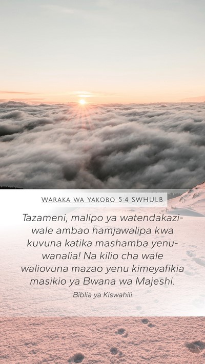 Waraka wa Yakobo 5:4 SWHULB Bible Verse Image