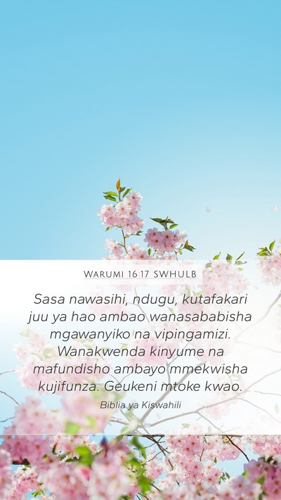 Warumi 16:17 SWHULB Bible Verse Image