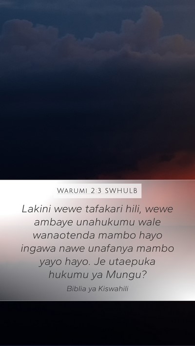 Warumi 2:3 SWHULB Bible Verse Image