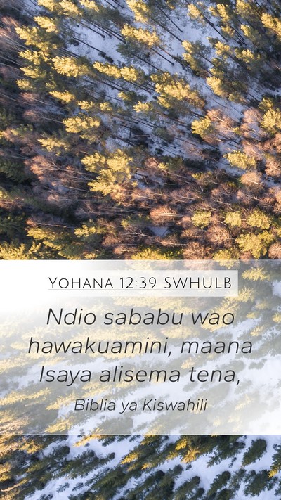 Yohana 12:39 SWHULB Mobile Phone Wallpaper - Ndio sababu wao hawakuamini, maana Isaya alisema - Mobile Bible Verse Wallpaper