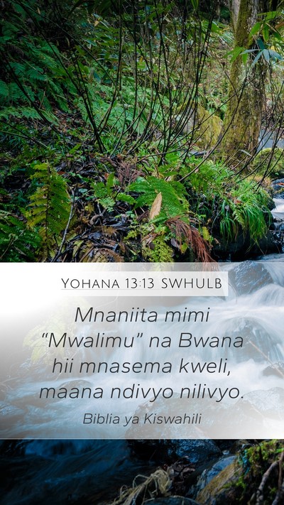 Yohana 13:13 SWHULB Mobile Phone Wallpaper - Mnaniita mimi “Mwalimu” na Bwana hii mnasema - Mobile Bible Verse Wallpaper