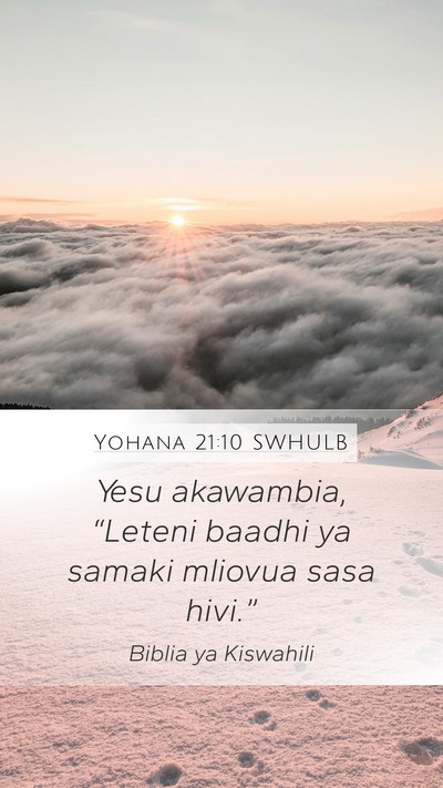 Yohana 21:10 SWHULB Bible Verse Image