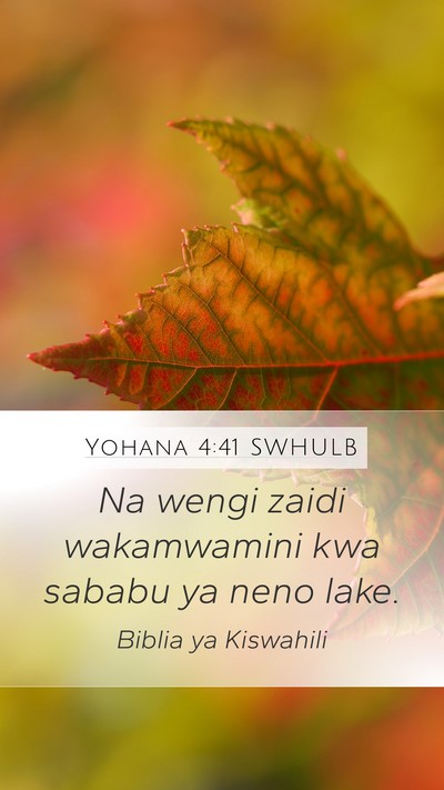 Yohana 4:41 SWHULB Mobile Phone Wallpaper - Na wengi zaidi wakamwamini kwa sababu ya neno - Mobile Bible Verse Wallpaper
