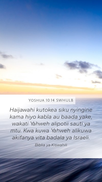 Yoshua 10:14 SWHULB Bible Verse Image
