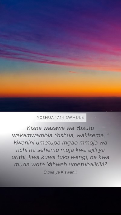 Yoshua 17:14 SWHULB Bible Verse Image