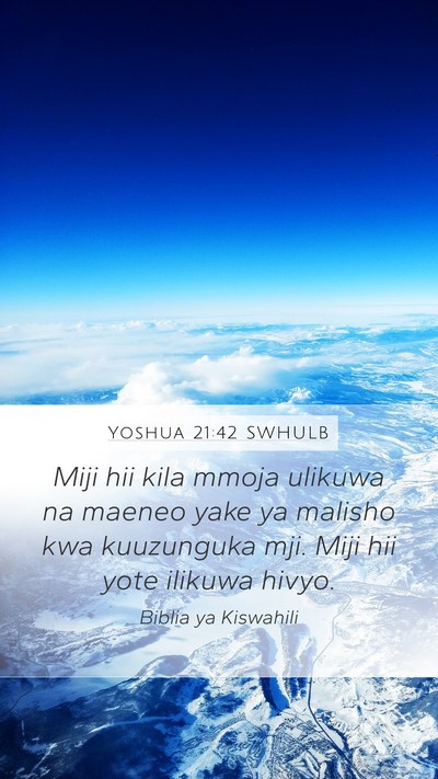 Yoshua 21:42 SWHULB Mobile Phone Wallpaper - Miji hii kila mmoja ulikuwa na maeneo yake ya - Mobile Bible Verse Wallpaper