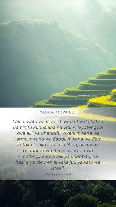 Yoshua 7:1 SWHULB Bible Verse Image