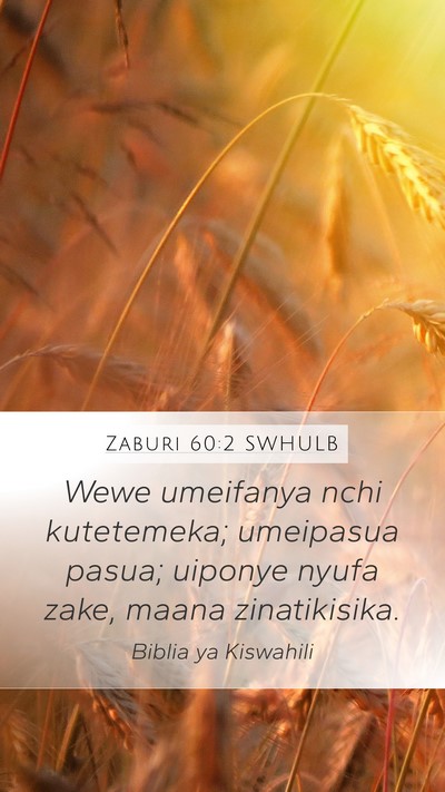 Zaburi 60:2 SWHULB Mobile Phone Wallpaper - Wewe umeifanya nchi kutetemeka; umeipasua pasua; - Mobile Bible Verse Wallpaper