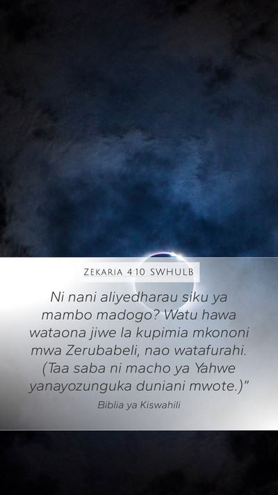 Zekaria 4:10 SWHULB Bible Verse Image